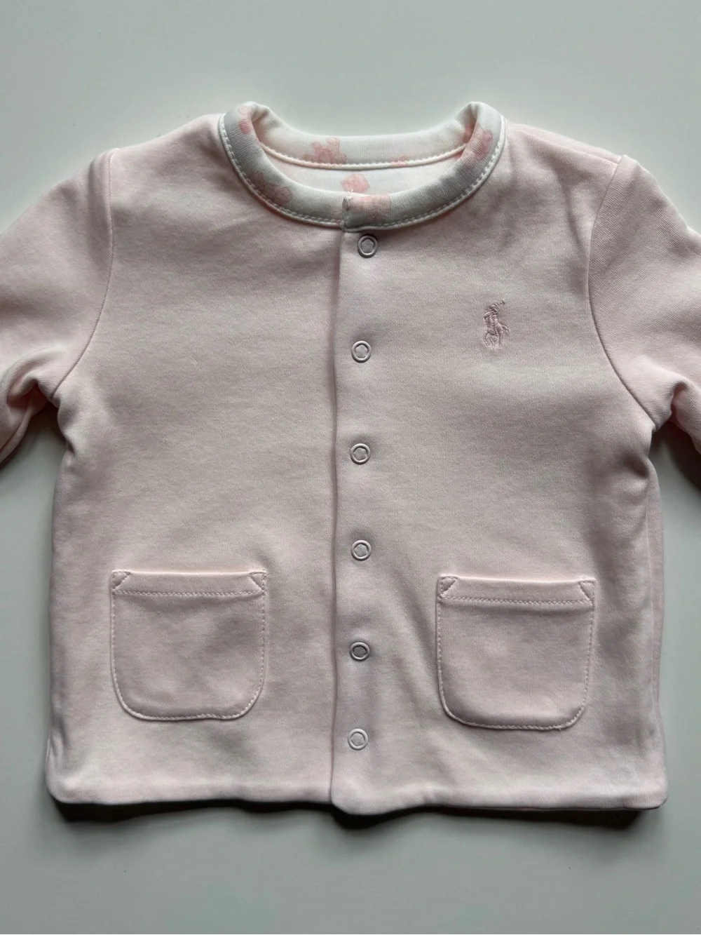 Ralph Lauren Baby Girl Pink Reversible Organic Cotton Jacket - Size 6-9M